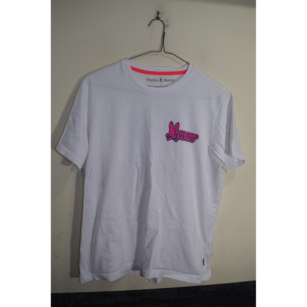 Psycho Bunny T Shirt White Pima Cotton Tropical Graphic Logo MENS 5 M